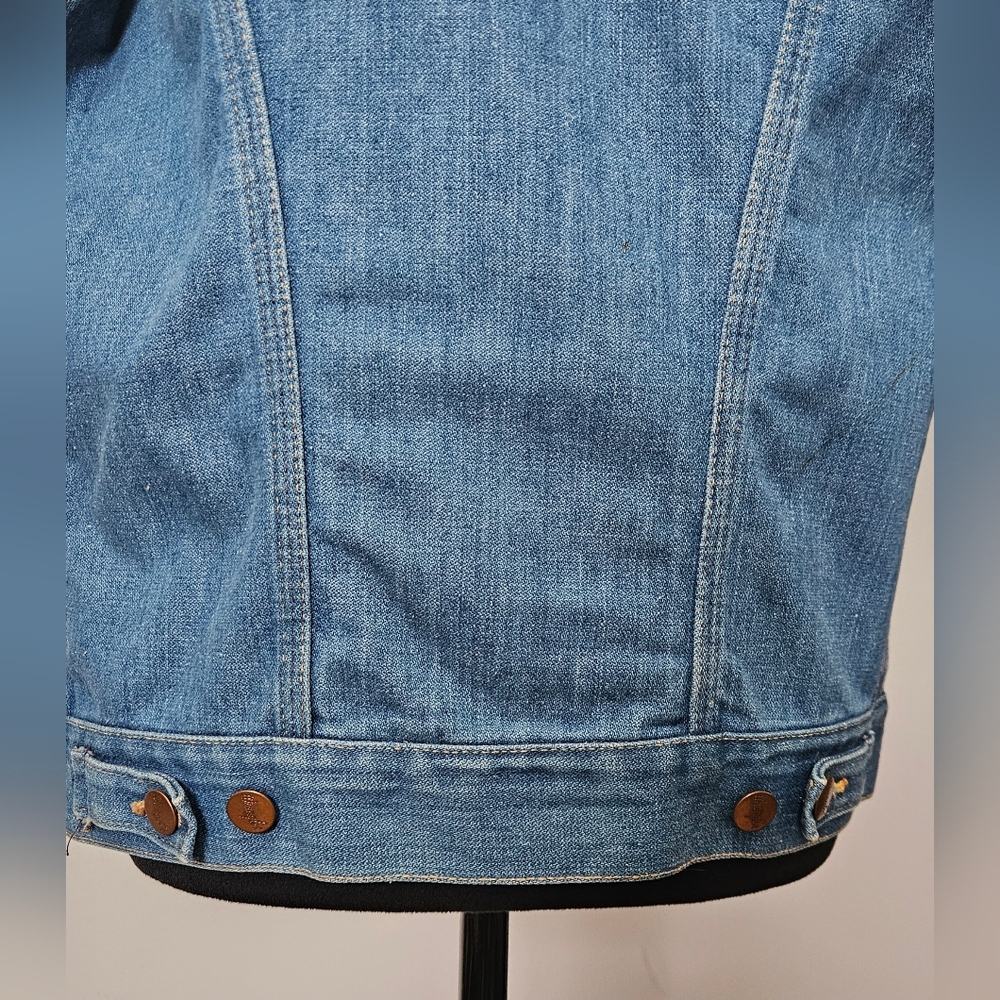 Wrangler Vintage 70s Cut-Off Denim Jacket Vest w/ Harley Davidson Vintage Patch - Picture 6 of 11